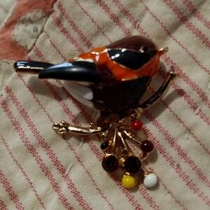 Elegant Multicolor Bird Brooch